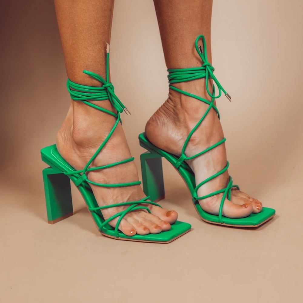 Elegant Green Strappy Heels